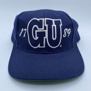 Vintage 90s Georgetown Hoyas NCAA Basketball Snapback Hat Russell Athletic Blue